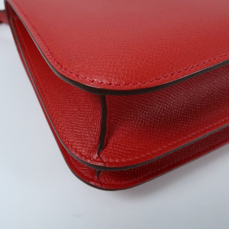 HERMES 【Hermes Fair】Epsom皮革Constance 24金扣肩背袋Rouge Casaque-6