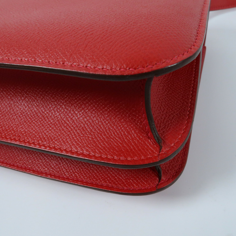 HERMES 【Hermes Fair】Epsom皮革Constance 24金扣肩背袋Rouge Casaque-7