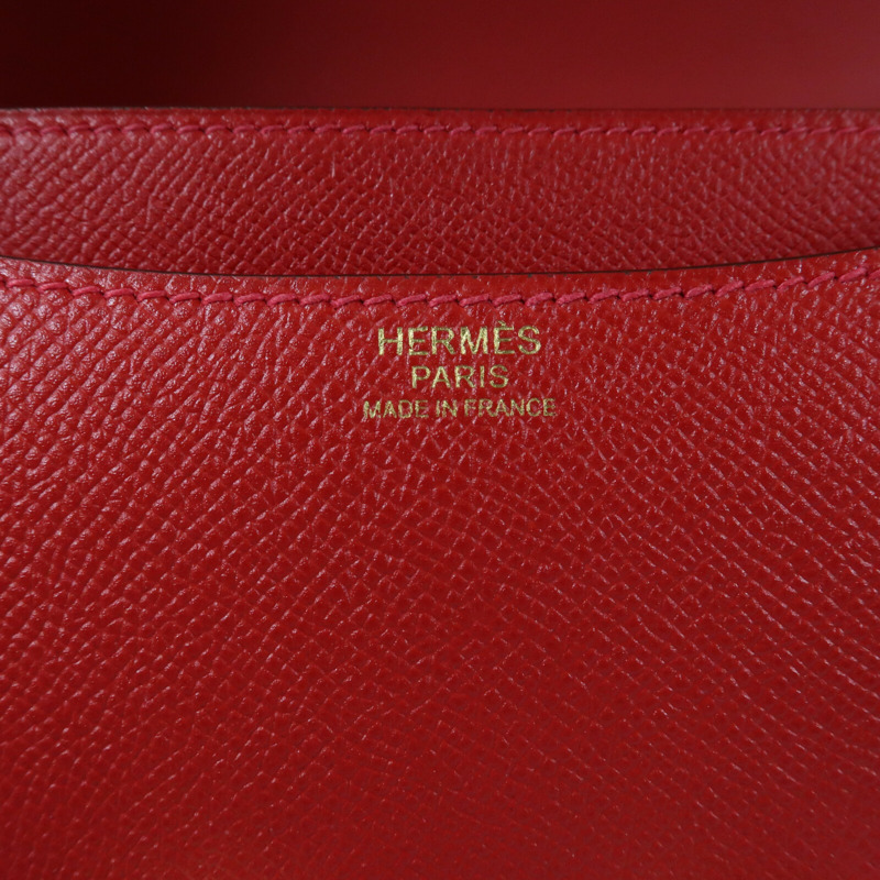HERMES 【Hermes Fair】Epsom皮革Constance 24金扣肩背袋Rouge Casaque-10