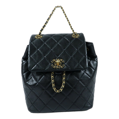 CHANEL 羊皮皮革Backpack金扣背包