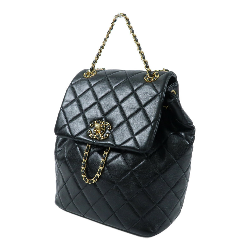 CHANEL 羊皮皮革Backpack金扣背包-2