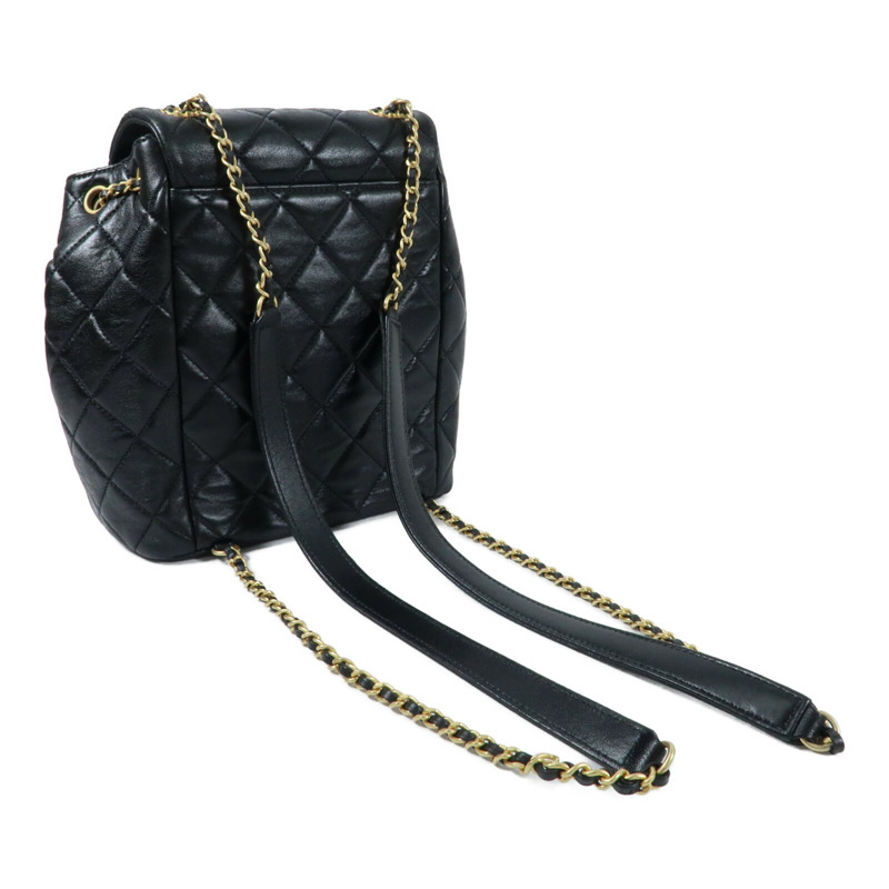 CHANEL 羊皮皮革Backpack金扣背包-4