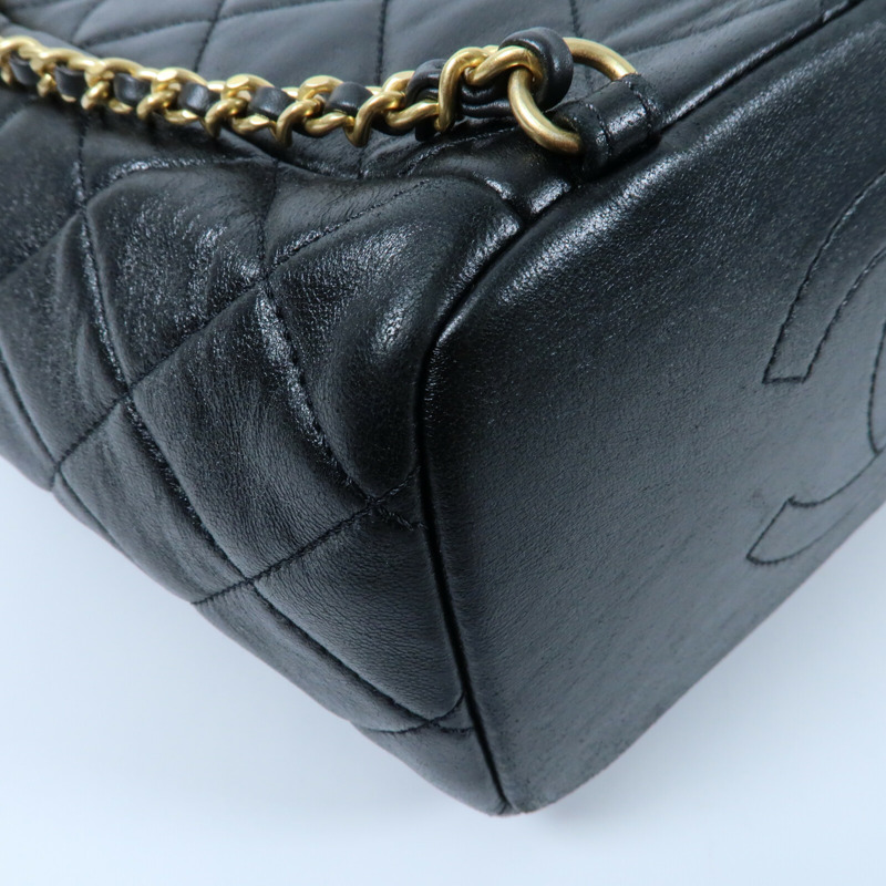 CHANEL 羊皮皮革Backpack金扣背包-7