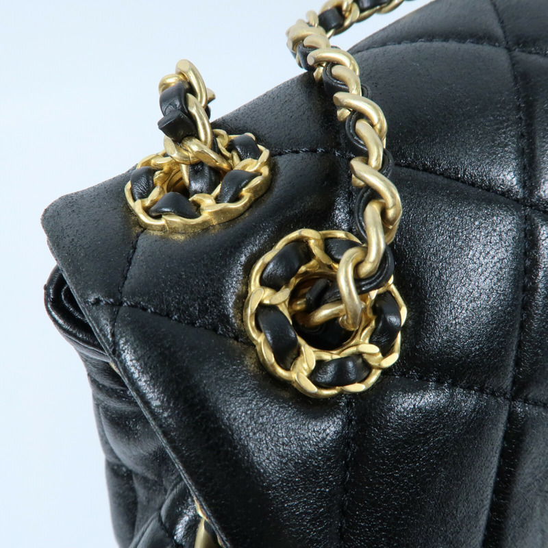 CHANEL 羊皮皮革Backpack金扣背包-10