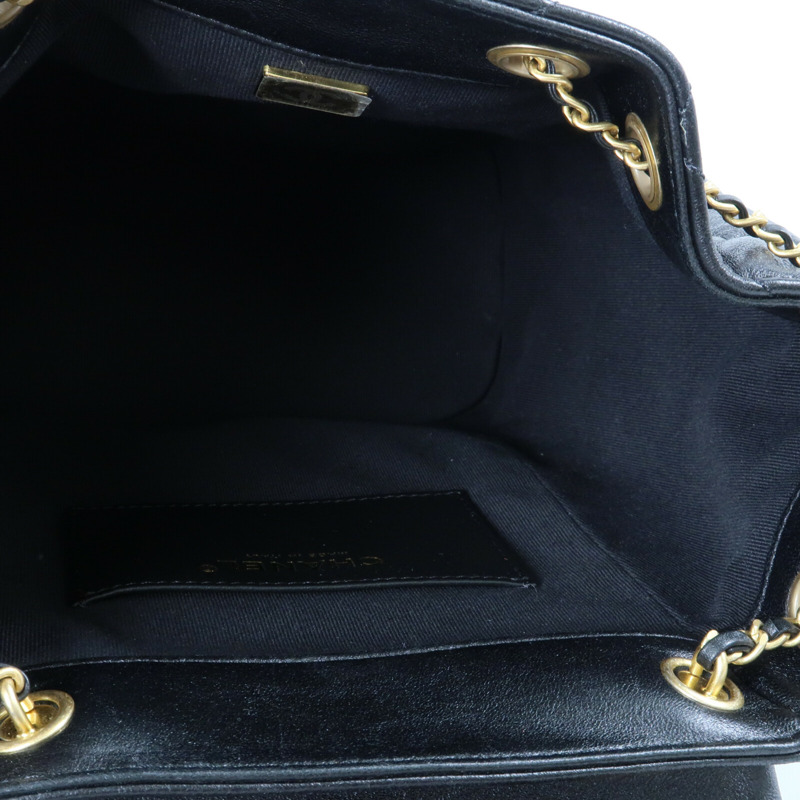 CHANEL 羊皮皮革Backpack金扣背包-14