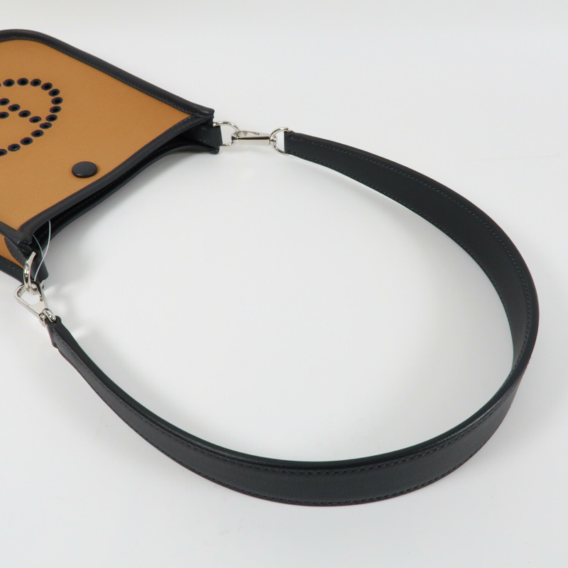 HERMES 【Hermes Fair】Swift皮革/Toile Officier Evelyne TPM銀扣肩背袋Dune/Caban/Cassis-8