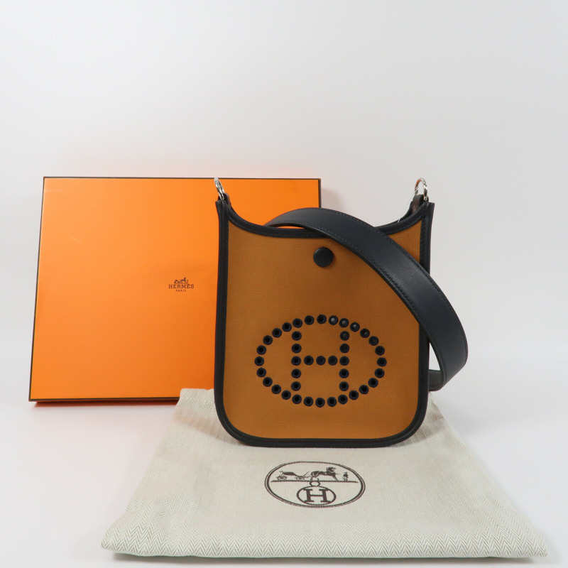 HERMES 【Hermes Fair】Swift皮革/Toile Officier Evelyne TPM銀扣肩背袋Dune/Caban/Cassis-14