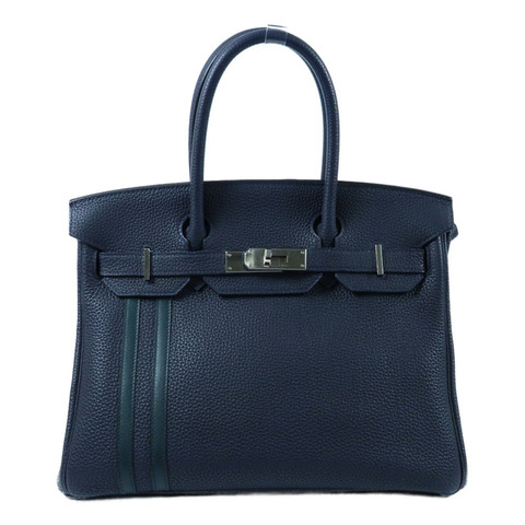 HERMES 【Hermes Fair】HERMES Togo皮革Birkin 30銀扣手挽袋Bleu ZelligeEtain