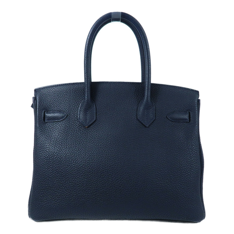 HERMES 【Hermes Fair】HERMES Togo皮革Birkin 30銀扣手挽袋Bleu ZelligeEtain-1