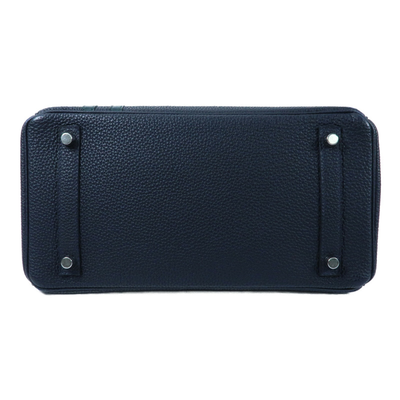 HERMES 【Hermes Fair】HERMES Togo皮革Birkin 30銀扣手挽袋Bleu ZelligeEtain-3