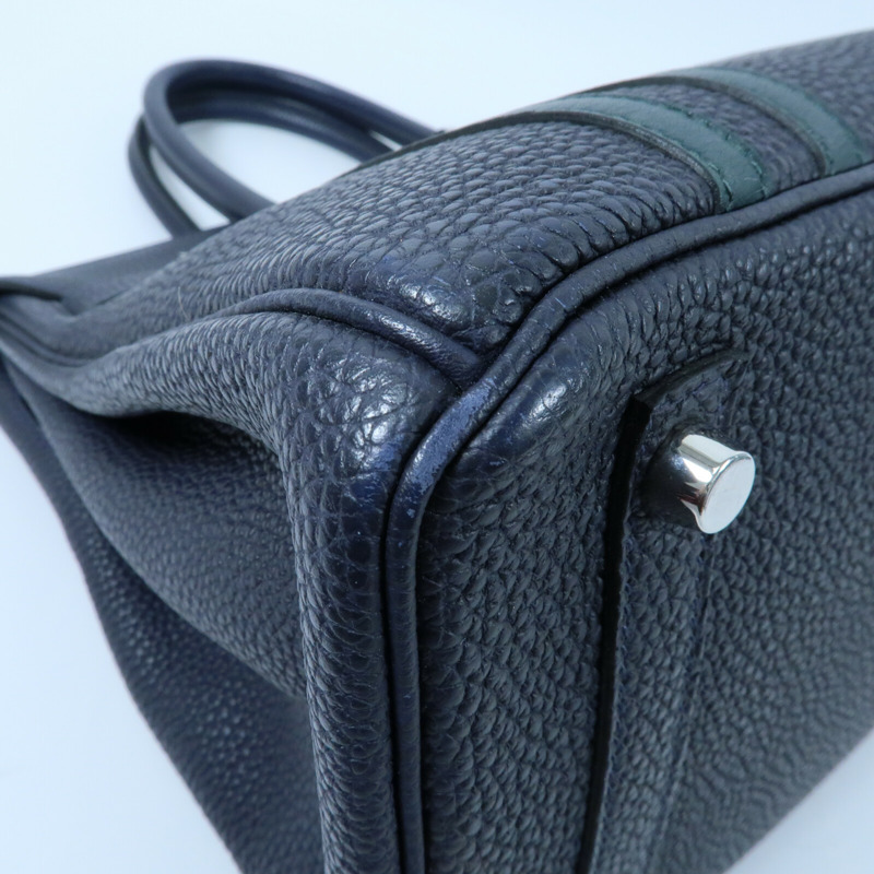 HERMES 【Hermes Fair】HERMES Togo皮革Birkin 30銀扣手挽袋Bleu ZelligeEtain-4