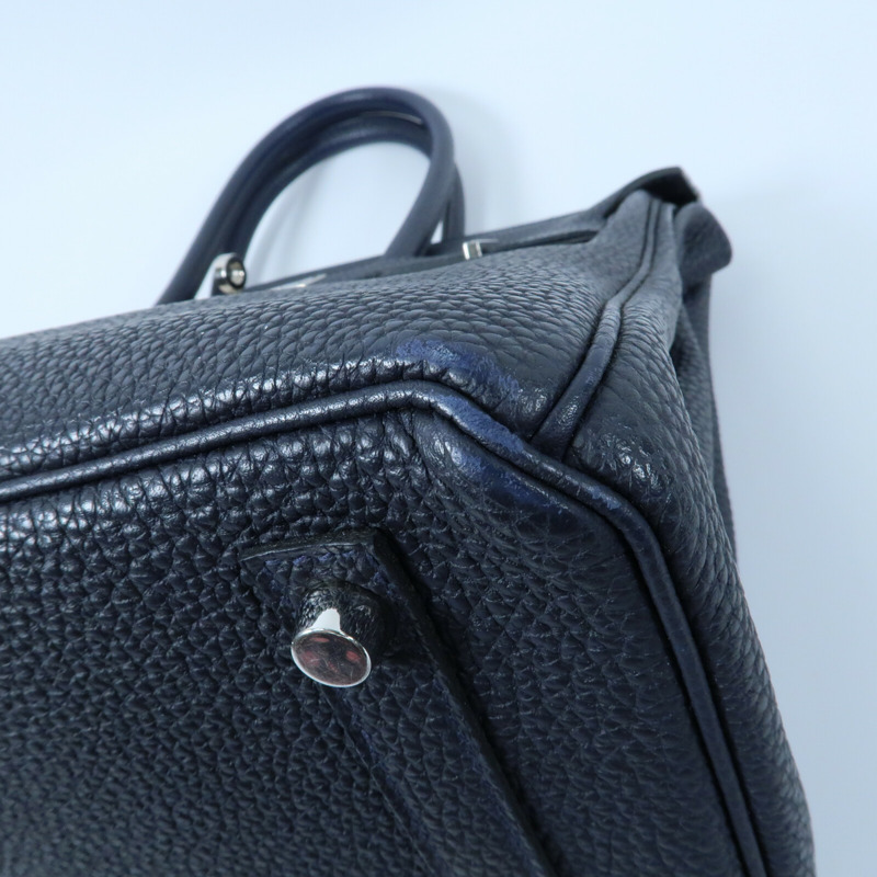 HERMES 【Hermes Fair】HERMES Togo皮革Birkin 30銀扣手挽袋Bleu ZelligeEtain-5