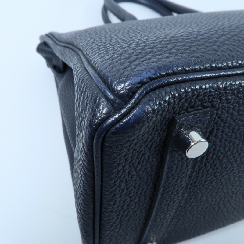 HERMES 【Hermes Fair】HERMES Togo皮革Birkin 30銀扣手挽袋Bleu ZelligeEtain-6