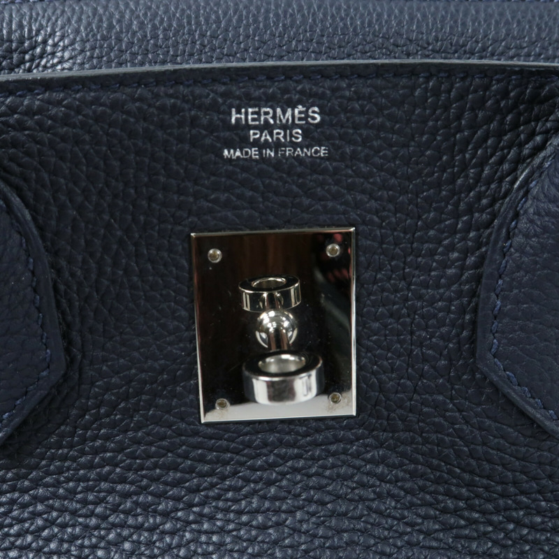 HERMES 【Hermes Fair】HERMES Togo皮革Birkin 30銀扣手挽袋Bleu ZelligeEtain-9
