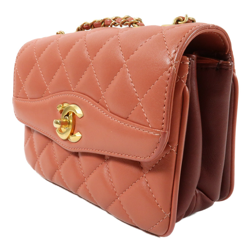 CHANEL 羊皮皮革Chain Shoulder金扣鏈帶肩背袋-2