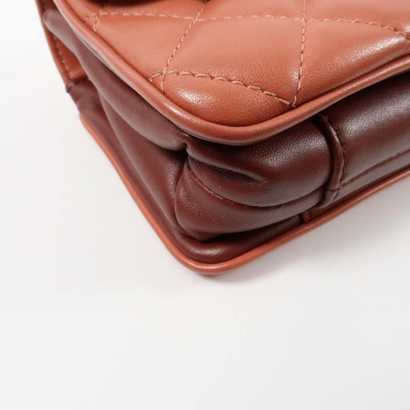 CHANEL 羊皮皮革Chain Shoulder金扣鏈帶肩背袋-5