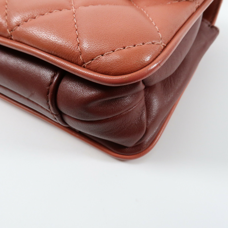 CHANEL 羊皮皮革Chain Shoulder金扣鏈帶肩背袋-6