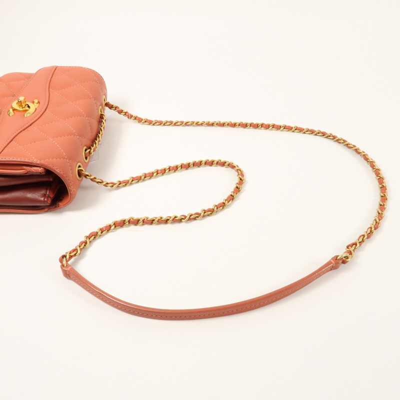 CHANEL 羊皮皮革Chain Shoulder金扣鏈帶肩背袋-9