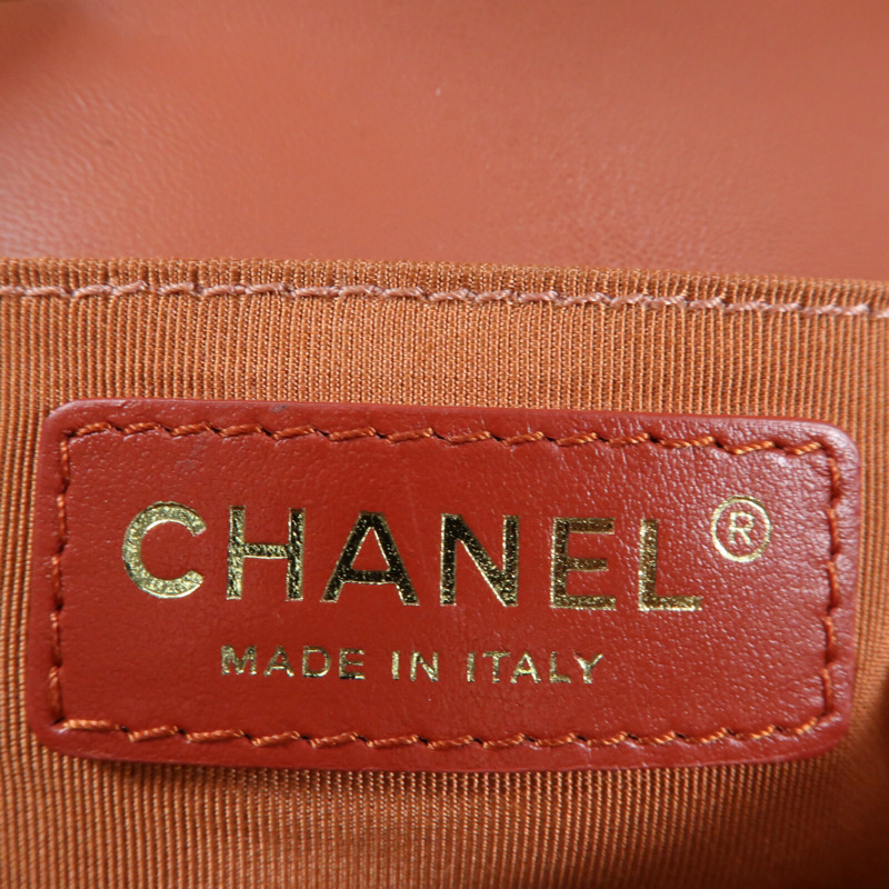 CHANEL 羊皮皮革Chain Shoulder金扣鏈帶肩背袋-12