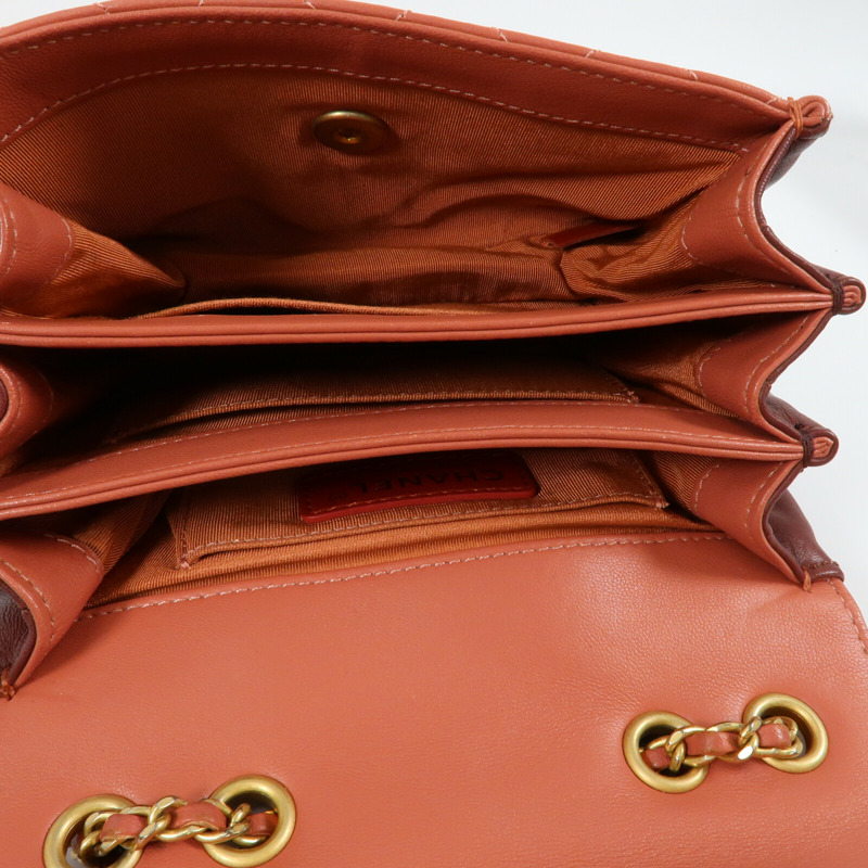 CHANEL 羊皮皮革Chain Shoulder金扣鏈帶肩背袋-14