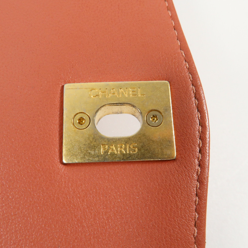 CHANEL 羊皮皮革Chain Shoulder金扣鏈帶肩背袋-15