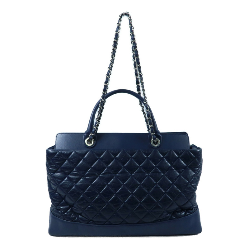 CHANEL 牛皮皮革Chain Shoulder銀扣鏈帶手挽肩背兩用袋-1