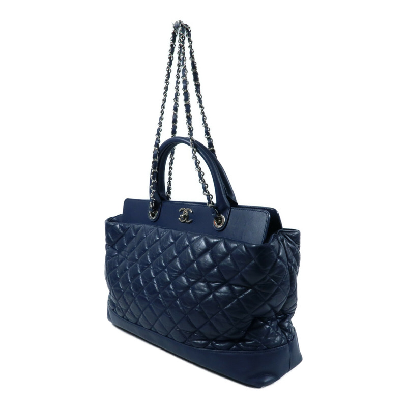 CHANEL 牛皮皮革Chain Shoulder銀扣鏈帶手挽肩背兩用袋-2