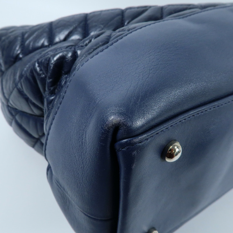 CHANEL 牛皮皮革Chain Shoulder銀扣鏈帶手挽肩背兩用袋-6