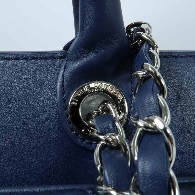 CHANEL 牛皮皮革Chain Shoulder銀扣鏈帶手挽肩背兩用袋-10