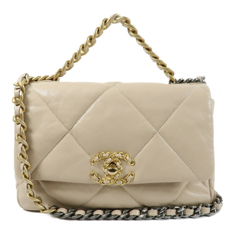 CHANEL 羊皮皮革C19 Small鏈帶手挽肩背兩用袋