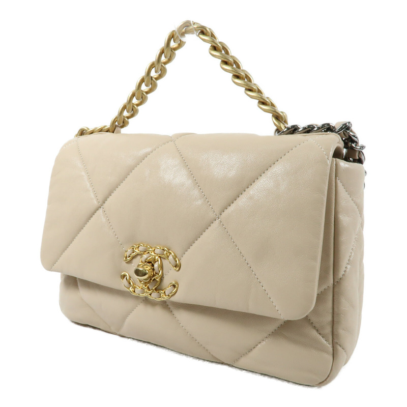 CHANEL 羊皮皮革C19 Small鏈帶手挽肩背兩用袋-2