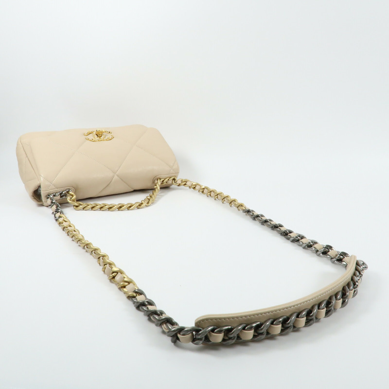 CHANEL 羊皮皮革C19 Small鏈帶手挽肩背兩用袋-8