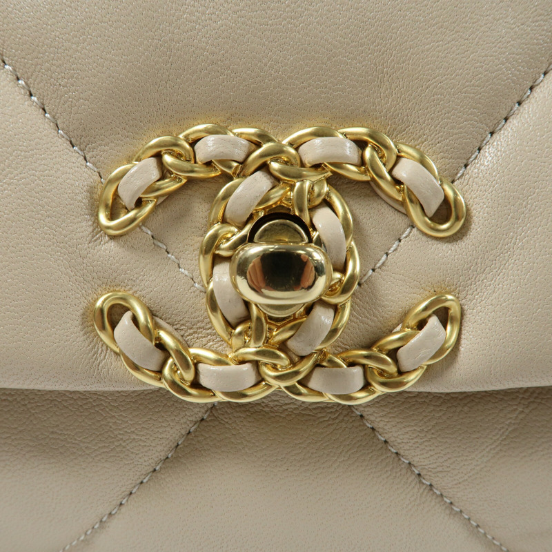 CHANEL 羊皮皮革C19 Small鏈帶手挽肩背兩用袋-9