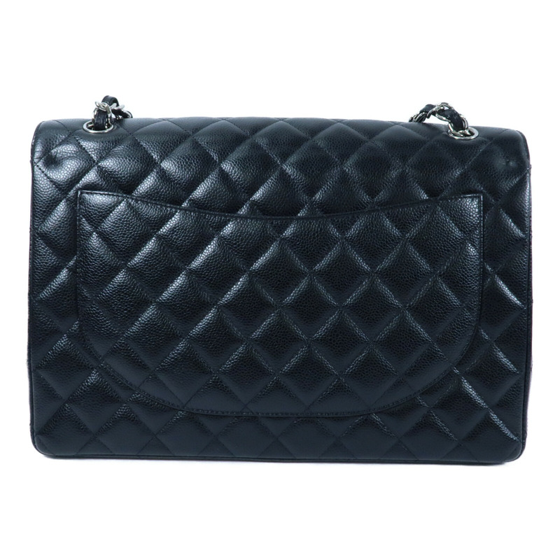 CHANEL 牛皮皮革Classic Maxi銀扣鏈帶肩背袋-1