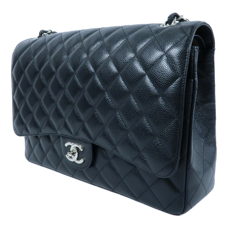 CHANEL 牛皮皮革Classic Maxi銀扣鏈帶肩背袋-2