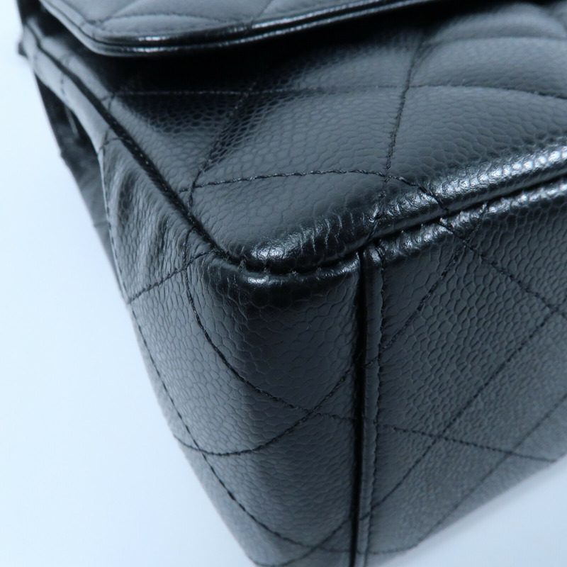 CHANEL 牛皮皮革Classic Maxi銀扣鏈帶肩背袋-4