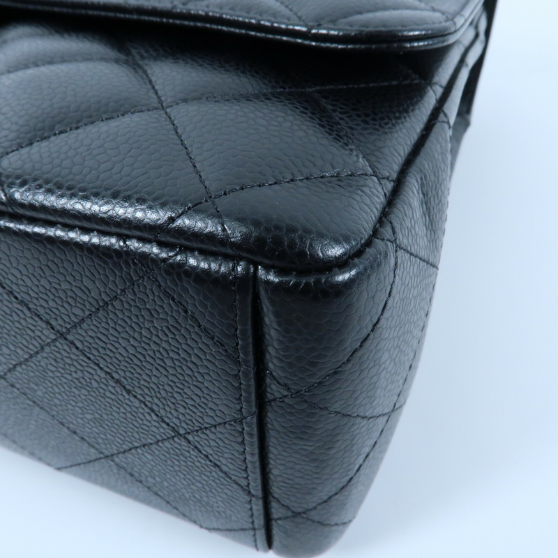 CHANEL 牛皮皮革Classic Maxi銀扣鏈帶肩背袋-5