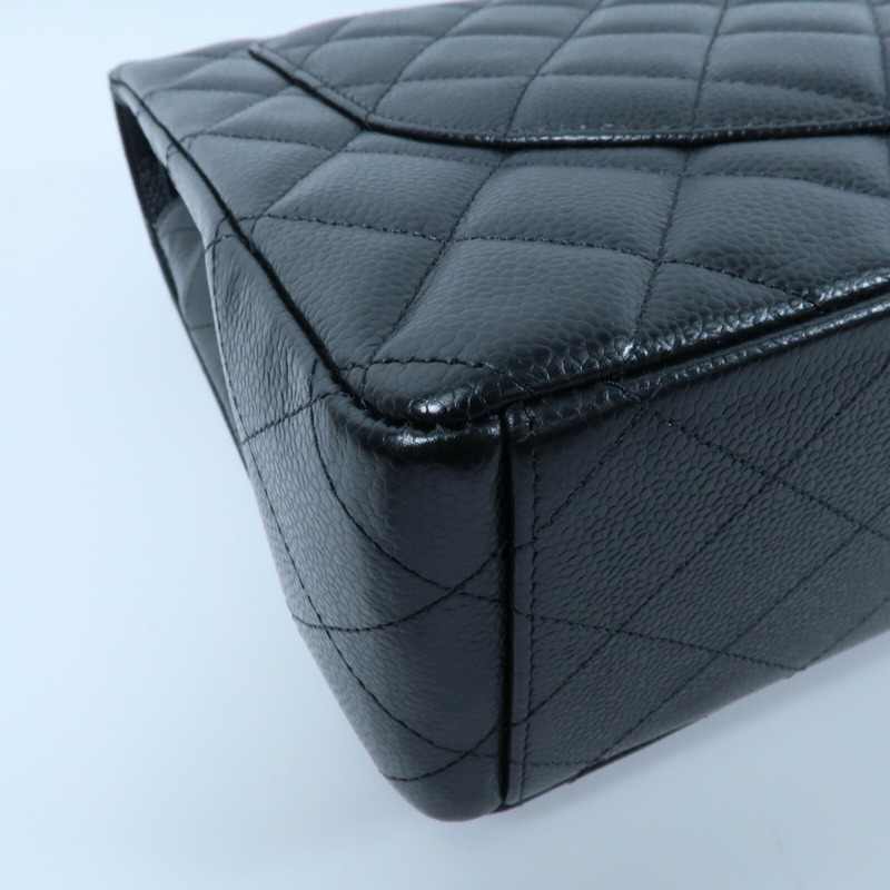 CHANEL 牛皮皮革Classic Maxi銀扣鏈帶肩背袋-6