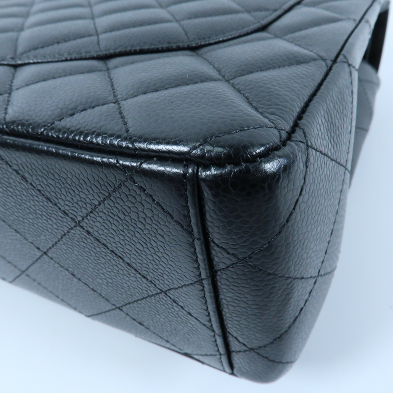 CHANEL 牛皮皮革Classic Maxi銀扣鏈帶肩背袋-7