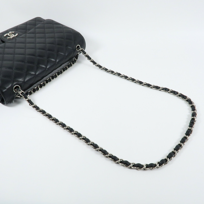 CHANEL 牛皮皮革Classic Maxi銀扣鏈帶肩背袋-8