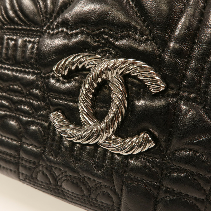 CHANEL 羊皮皮革Paris Moscou Flap Bag銀扣鏈帶肩背袋-8