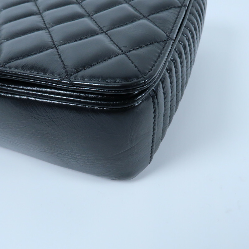 CHANEL 牛皮皮革Coco Boy Flap Bag鏈帶肩背袋-5