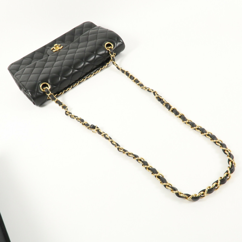 CHANEL 羊皮皮革Classic 25金扣鏈帶肩背袋-8
