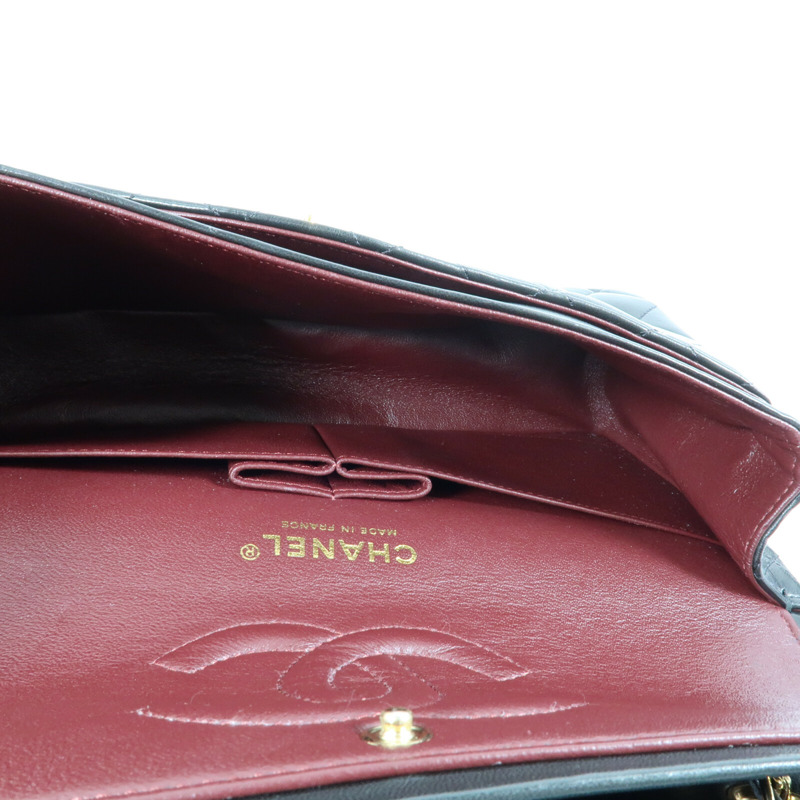 CHANEL 羊皮皮革Classic 25金扣鏈帶肩背袋-11