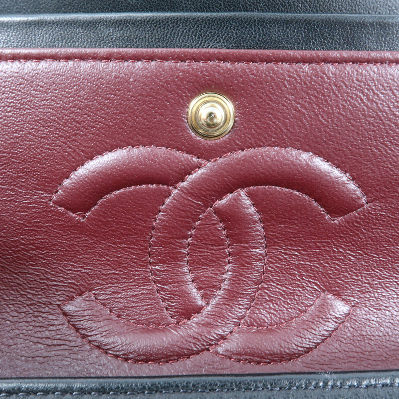 CHANEL 羊皮皮革Classic 25金扣鏈帶肩背袋-12