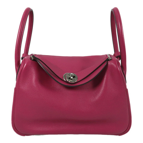 HERMES 【Hermes Fair】Evercolor皮革Lindy 26銀扣肩背袋Rose Purple