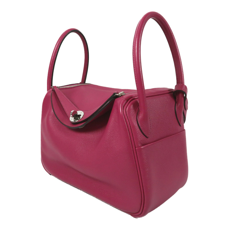 HERMES 【Hermes Fair】Evercolor皮革Lindy 26銀扣肩背袋Rose Purple-2