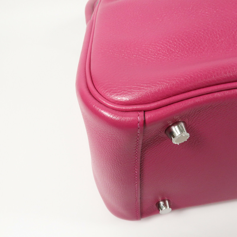 HERMES 【Hermes Fair】Evercolor皮革Lindy 26銀扣肩背袋Rose Purple-4