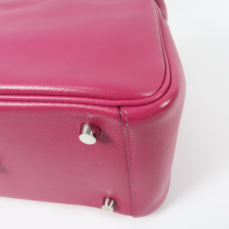HERMES 【Hermes Fair】Evercolor皮革Lindy 26銀扣肩背袋Rose Purple-7