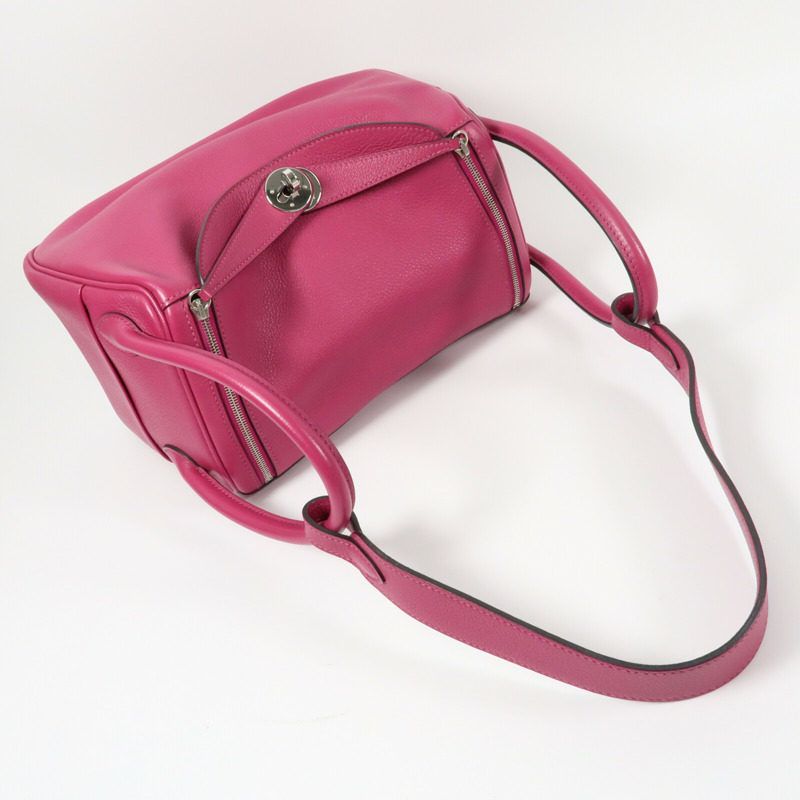 HERMES 【Hermes Fair】Evercolor皮革Lindy 26銀扣肩背袋Rose Purple-8